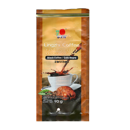 Café Lingzhi Coffee DXN 2 en 1 con extracto de Ganoderma – café negro instantáneo
