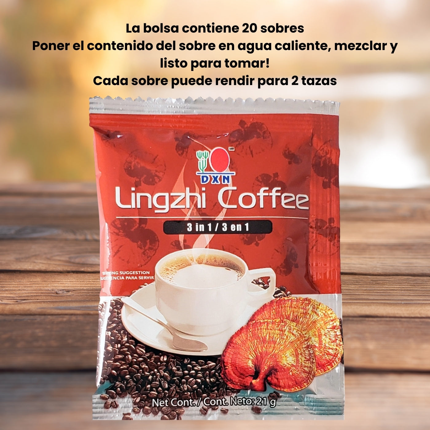 Sobre individual Café Lingzhi 3 en 1 DXN con Ganoderma
